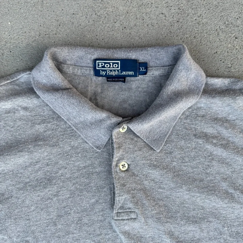 Polo Ralph‎ Lauren Grey Long Sleeve Polo Shirt Size XL